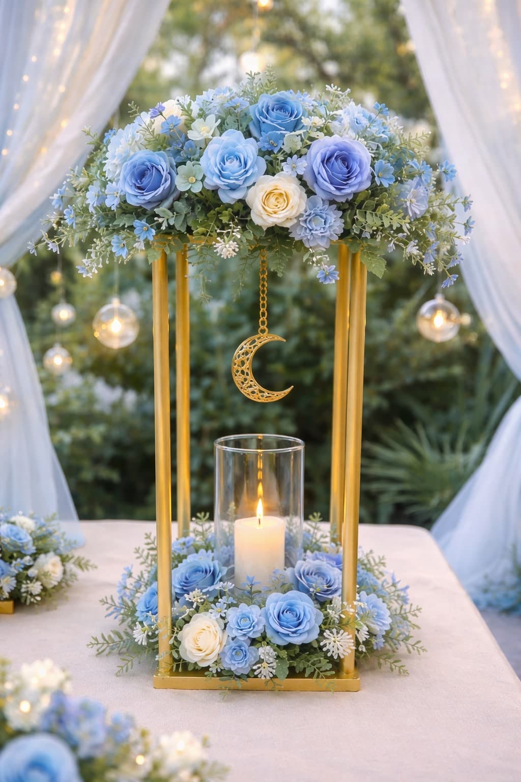 Farol floral premium con detalles en tonos cálidos